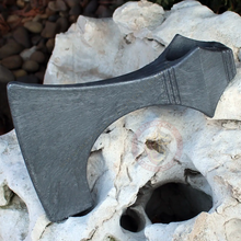 nylon viking axe head on white background